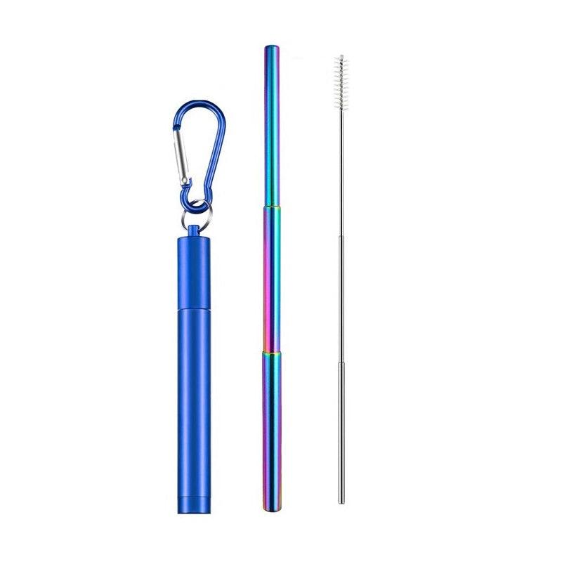 Stainless Steel Metal Straw Reusable Travel Keychain Straw with Case Bottle Opener - Captain's Quarters