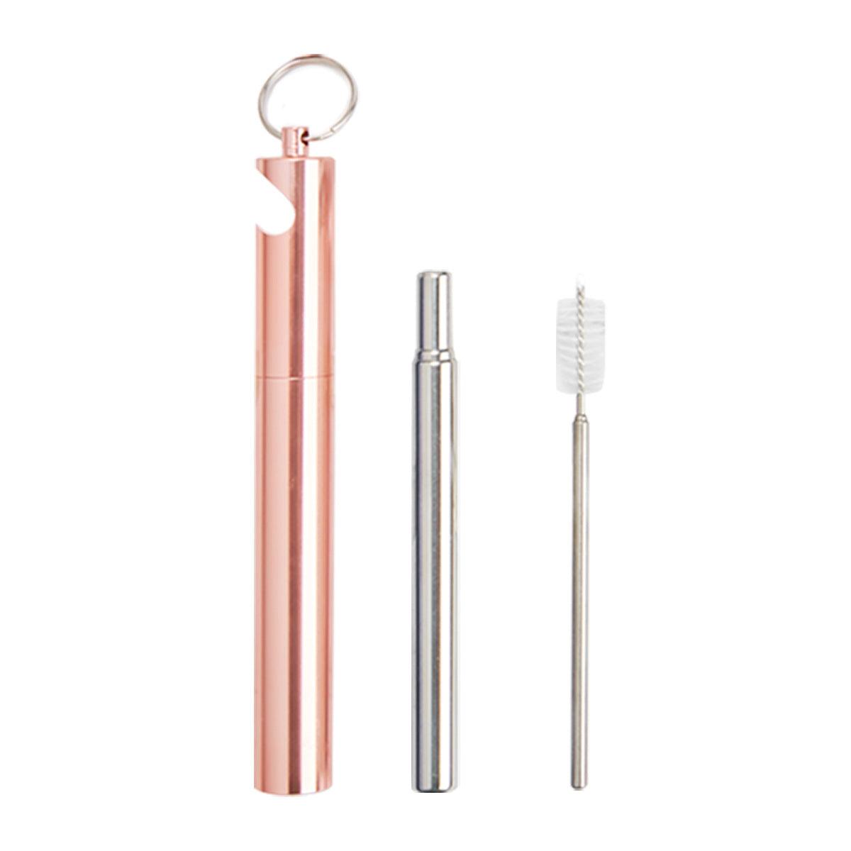 Stainless Steel Metal Straw Reusable Travel Keychain Straw with Case Bottle Opener - Captain's Quarters
